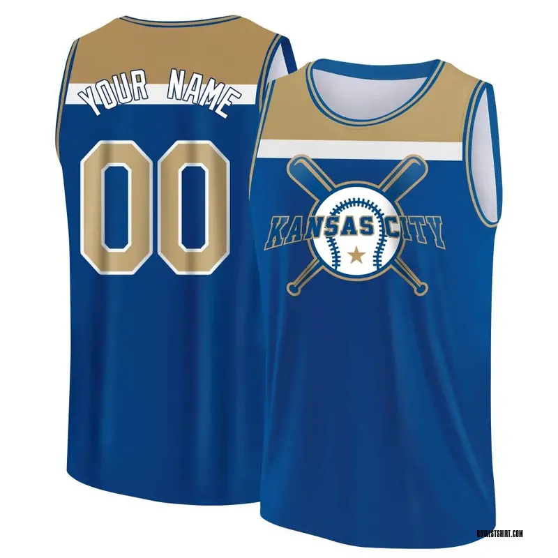 Men's Custom Kansas City Royals Custom Royal/Yellow Baseball Legend Tank Top