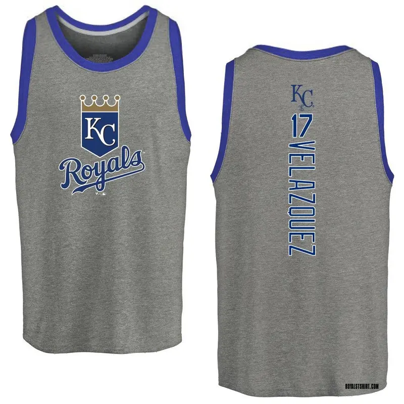 Men's Nelson Velazquez Kansas City Royals Backer Tri-Blend Tank Top - Ash