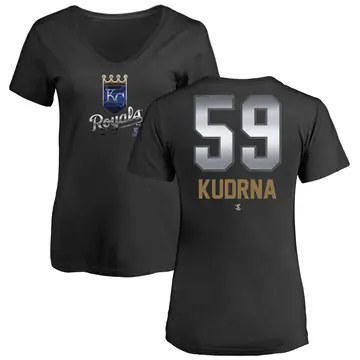 Women's Ben Kudrna Kansas City Royals Midnight Mascot V-Neck T-Shirt - Black