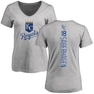 Women's Bret Saberhagen Kansas City Royals Backer Slim Fit T-Shirt - Ash