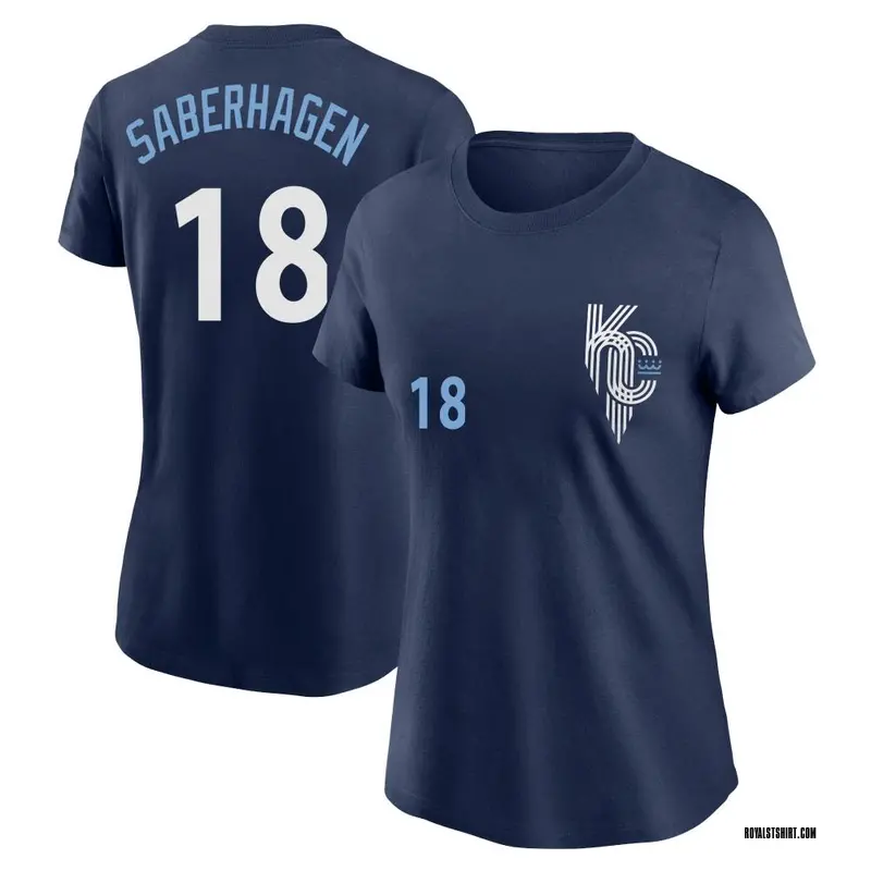 Women's Bret Saberhagen Kansas City Royals Navy 2022 City Connect Name & Number T-Shirt
