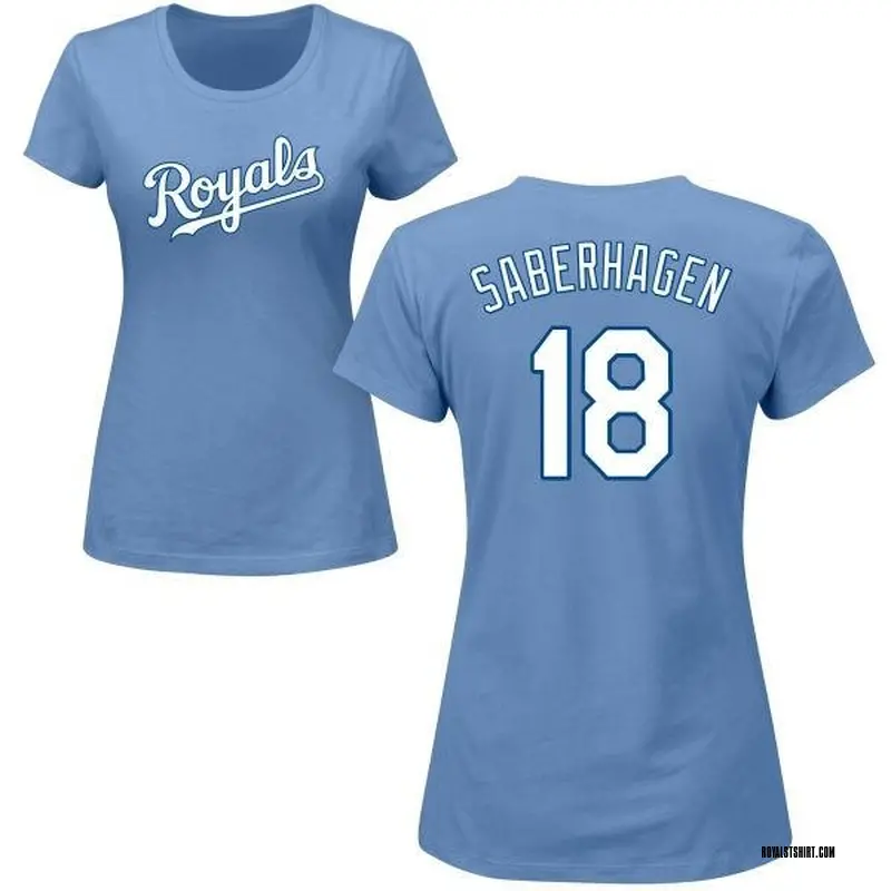 Women's Bret Saberhagen Kansas City Royals Roster Name & Number T-Shirt - Light Blue