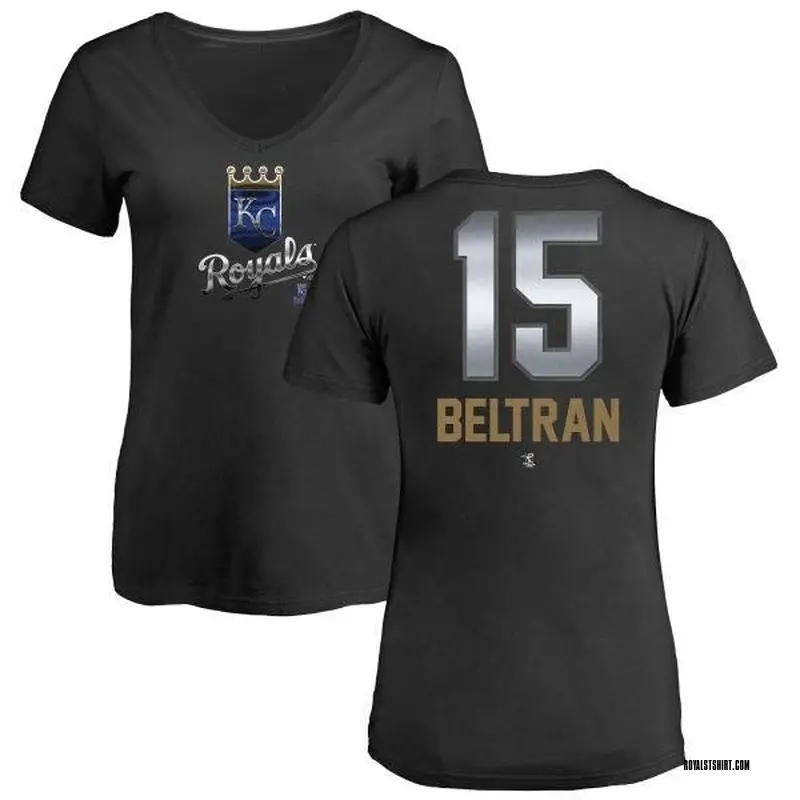 Women's Carlos Beltran Kansas City Royals Midnight Mascot V-Neck T-Shirt - Black