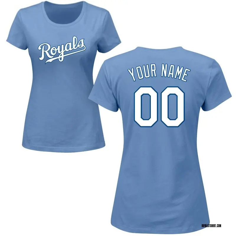 Women's Custom Kansas City Royals Custom Roster Name & Number T-Shirt - Light Blue
