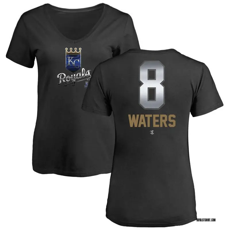 Women's Drew Waters Kansas City Royals Midnight Mascot V-Neck T-Shirt - Black