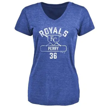 Women's Gaylord Perry Kansas City Royals Base Runner Tri-Blend T-Shirt - Royal