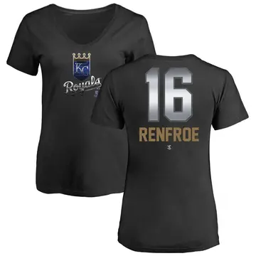 Women's Hunter Renfroe Kansas City Royals Midnight Mascot V-Neck T-Shirt - Black