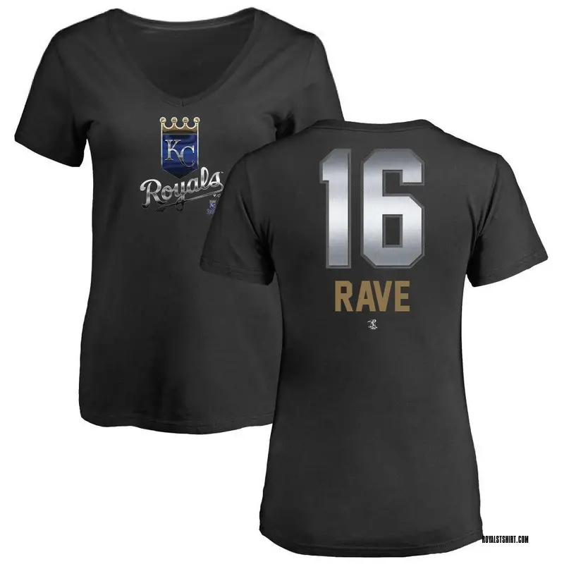 Women's John Rave Kansas City Royals Midnight Mascot V-Neck T-Shirt - Black
