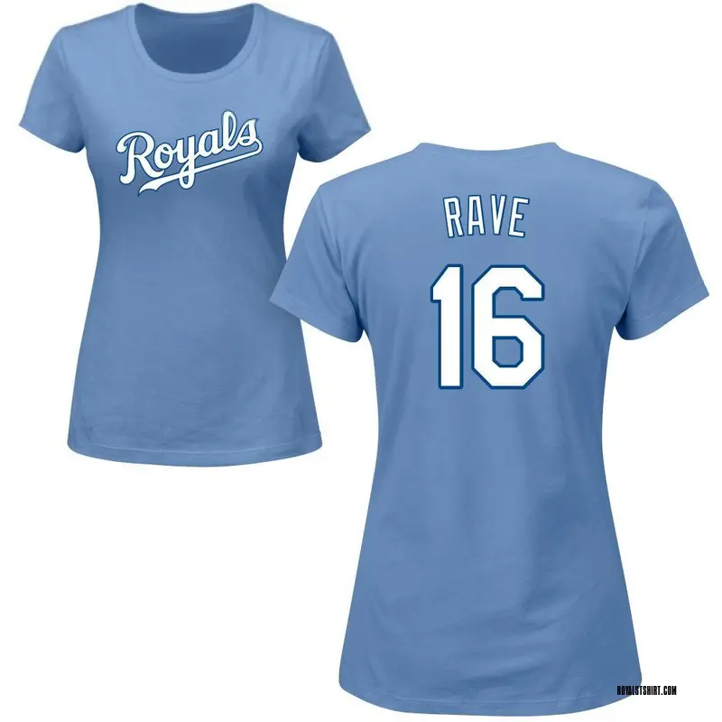 Women's John Rave Kansas City Royals Roster Name & Number T-Shirt - Light Blue