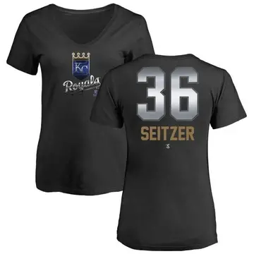 Women's Kevin Seitzer Kansas City Royals Midnight Mascot V-Neck T-Shirt - Black