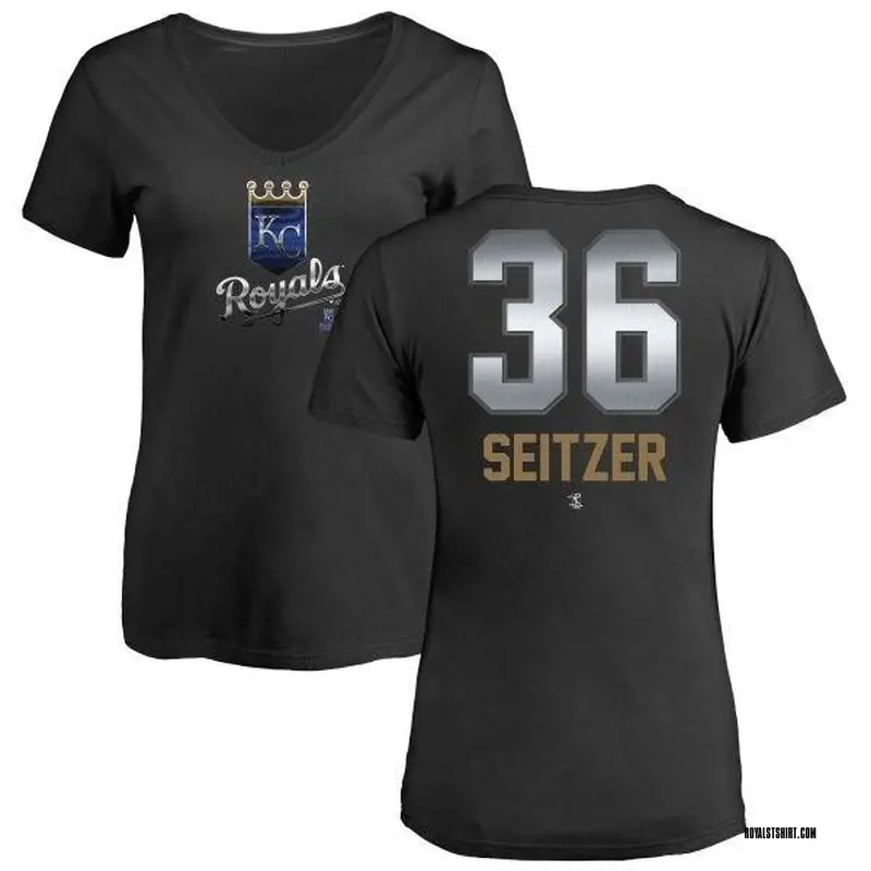 Women's Kevin Seitzer Kansas City Royals Midnight Mascot V-Neck T-Shirt - Black