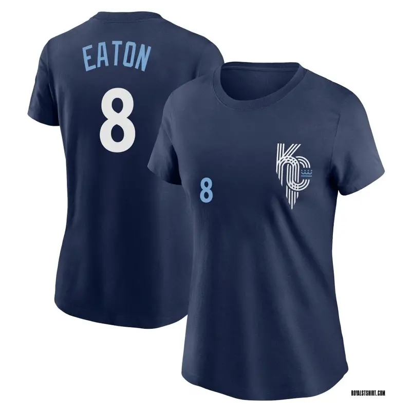 Women's Nathan Eaton Kansas City Royals Navy 2022 City Connect Name & Number T-Shirt