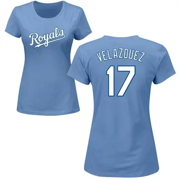 Women's Nelson Velazquez Kansas City Royals Roster Name & Number T-Shirt - Light Blue
