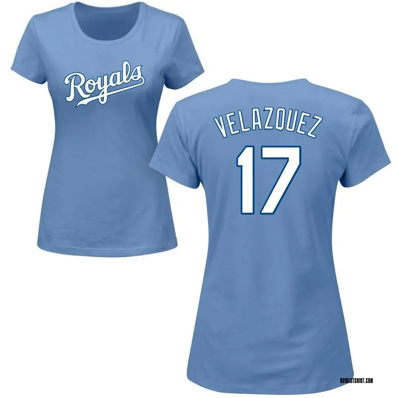 Women's Nelson Velazquez Kansas City Royals Roster Name & Number T-Shirt - Light Blue