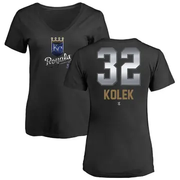 Women's Stephen Kolek Kansas City Royals Midnight Mascot V-Neck T-Shirt - Black