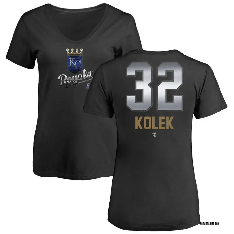 Women's Stephen Kolek Kansas City Royals Midnight Mascot V-Neck T-Shirt - Black
