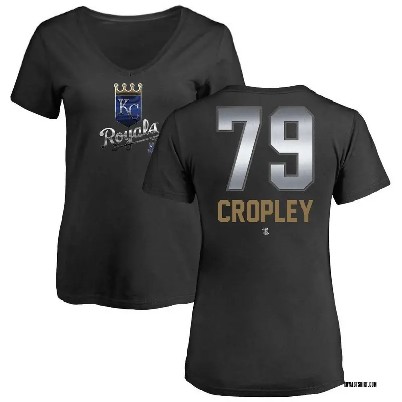 Women's Tyler Cropley Kansas City Royals Midnight Mascot V-Neck T-Shirt - Black