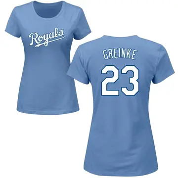 Women's Zack Greinke Kansas City Royals Roster Name & Number T-Shirt - Light Blue