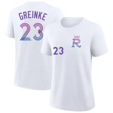 Women's Zack Greinke Kansas City Royals White 2026 City Connect Name & Number T-Shirt