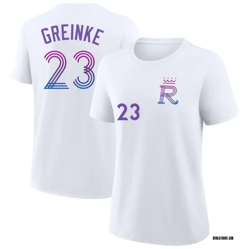 Women's Zack Greinke Kansas City Royals White 2026 City Connect Name & Number T-Shirt