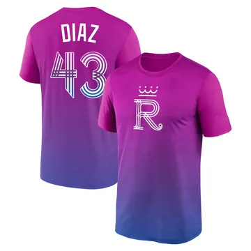 Youth Elias Diaz Kansas City Royals Purple 2026 City Connect Game Day Velocity Name & Number T-Shirt